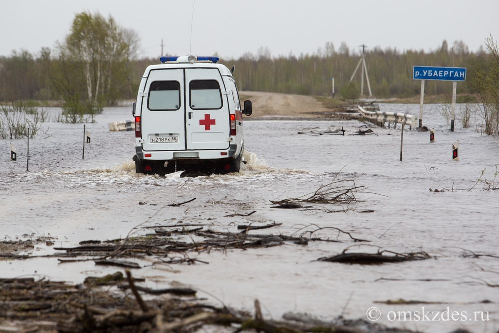 Затопленный участок автодороги Тевриз - Усть-Ишим