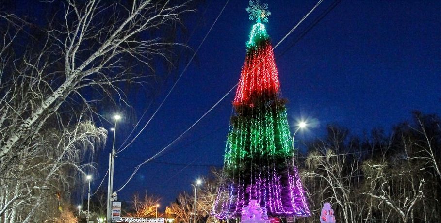 В Омске открылась огромная новогодняя ёлка