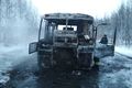 На трассе в Омской области полностью сгорел пассажирский автобус