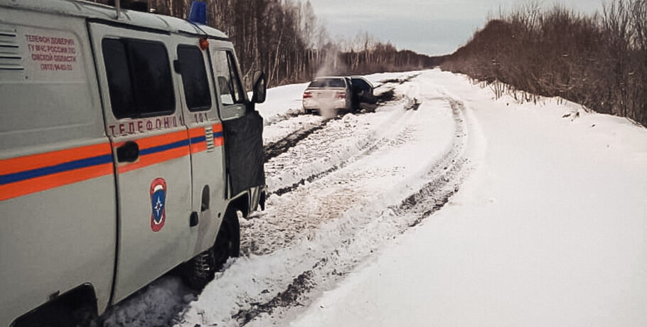 В Омской области на трассе автомобиль вмёрз в снег