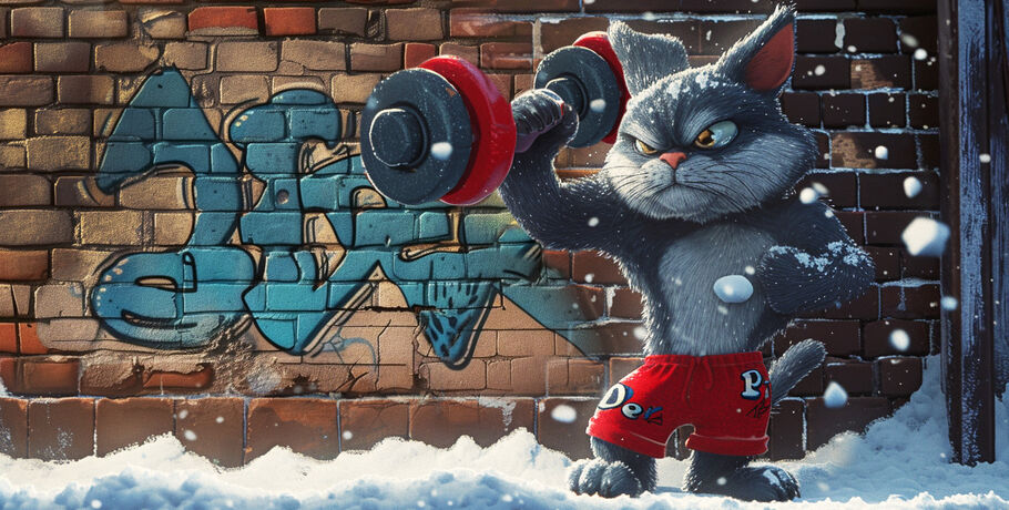 Кот учёный - символ здорового образа жизни. Обсуждаем университетские граффити