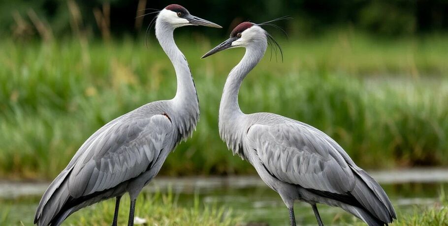 Редкий и изящный: удалось заснять брачный танец журавлей