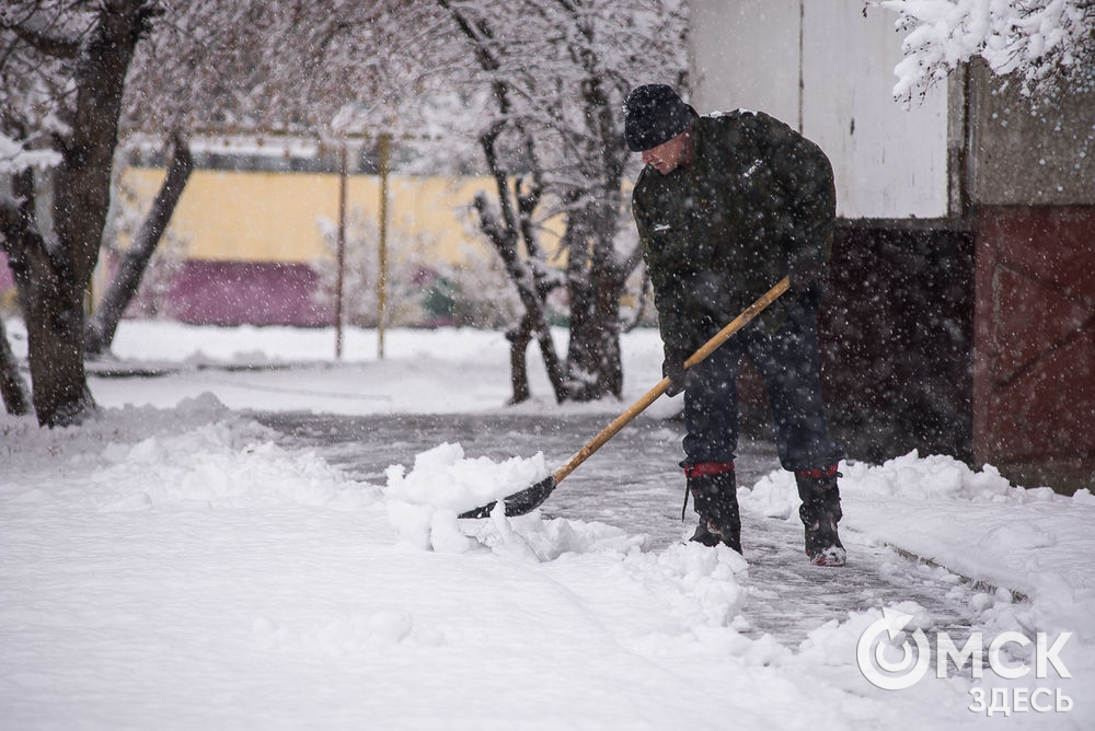 На Омск обрушился сильный снегопад