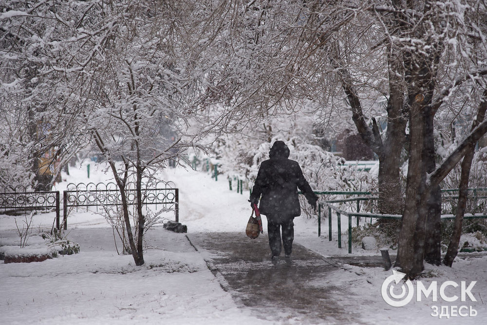 На Омск обрушился сильный снегопад