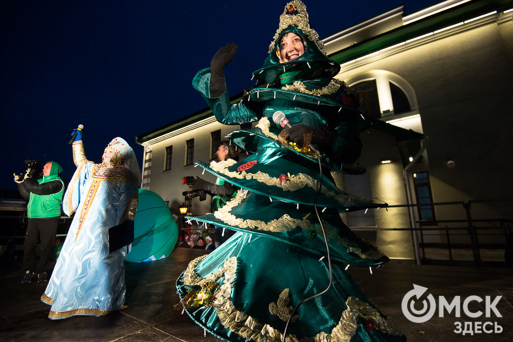 Главный зимний волшебник провел праздничную программу в историческом центре Омска. Фото: Илья Петров