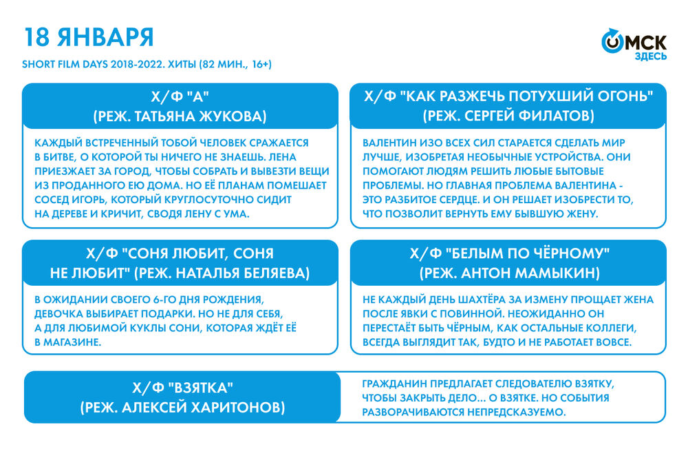 Программа фестиваля "Дни короткометражного кино" (Short Film Days)