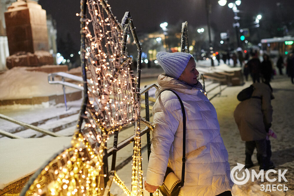 В Омске прошло открытие новогодней локации "Зимний Любинский" (0+). Фото: Илья Петров