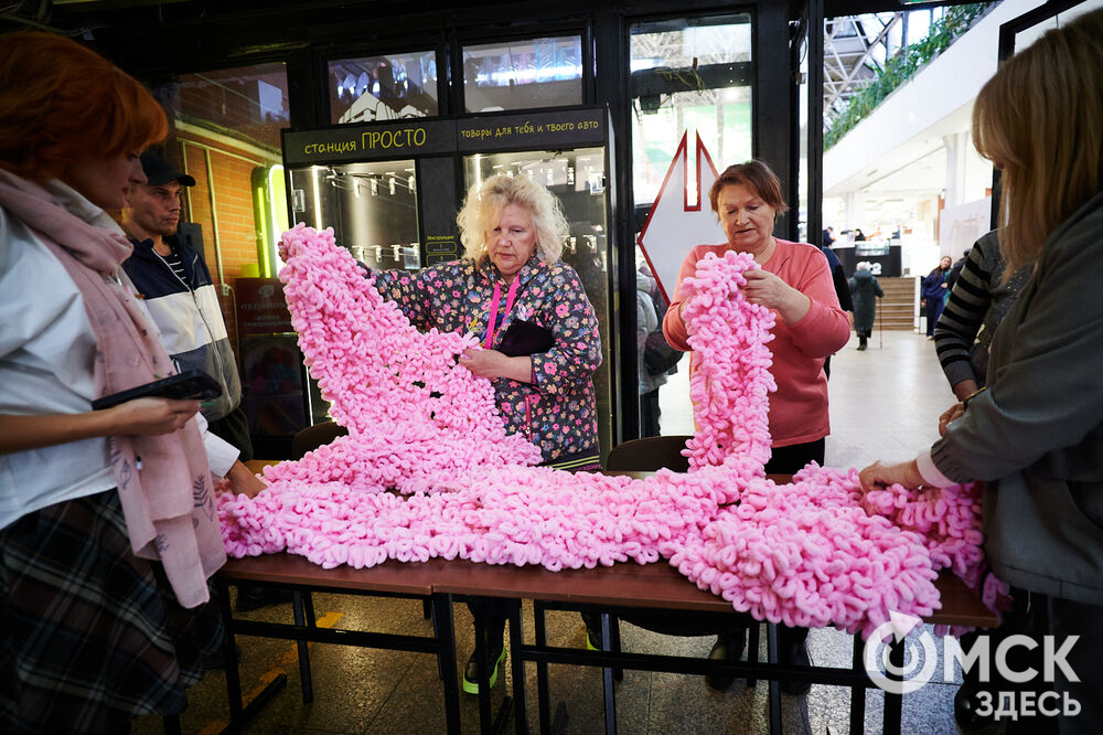 В Омске состоялась информационно-просветительская акция "Розовая лента", посвящённая профилактике рака молочной железы. Фото: Илья Петров