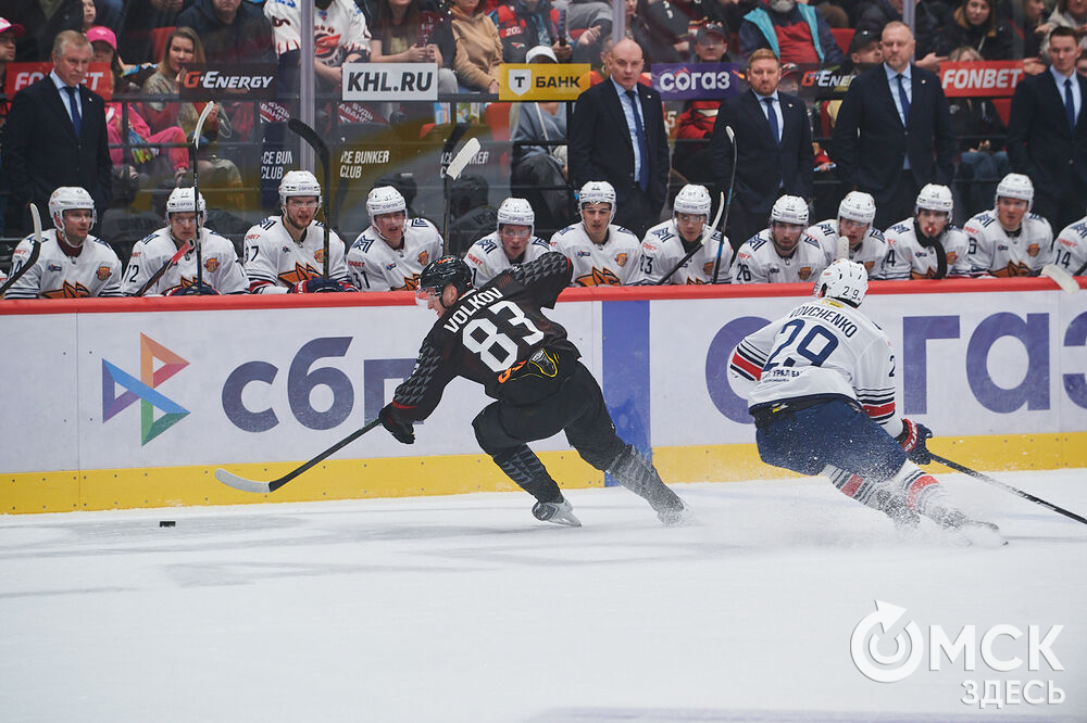 В Омске завершился матч регулярного чемпионата Континентальной хоккейной лиги, в котором "Авангард" принимал магнитогорский "Металлург". Фото: Илья Петров