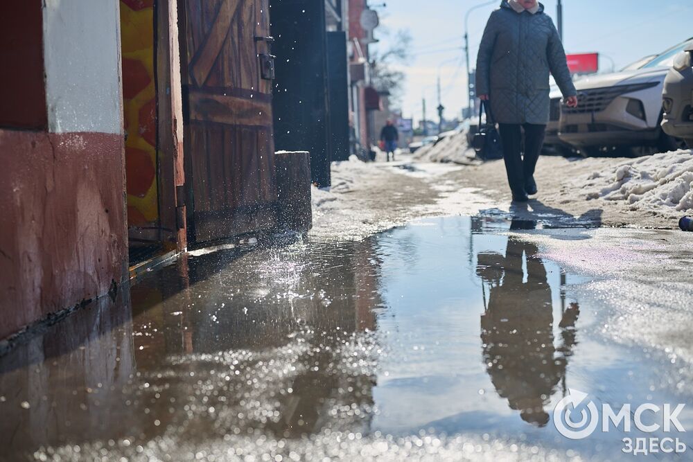 В Омске появились первые проталины - город превратился в полосу препятствий. Фото: Илья Петров